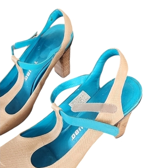 TSUBO Mary Jane T-strap Heels 40 9 Textured Slingback Industrial Retro Vintage - Picture 12 of 17